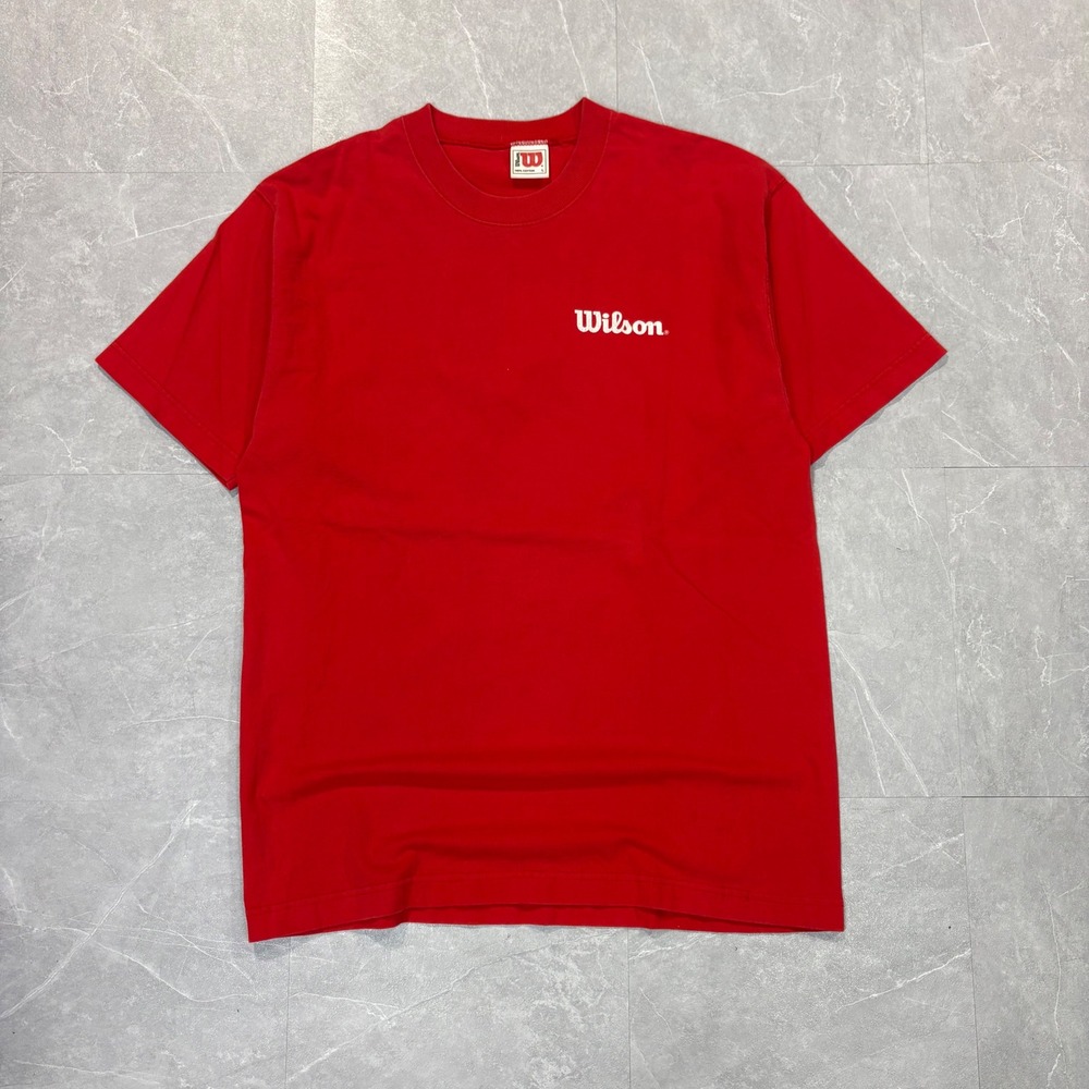 Wilson Mens Red Cotton Graphic Logo Short Sleeve T-Shirt Size L 4431